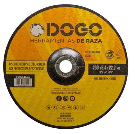 DISCO C/ DEPRIMIDO P/ METAL 230x6.4x22.2 CAJ X 10 UN.